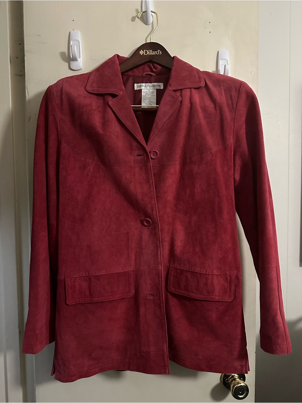 Coldwater Creek Deep Red Suede Button Jacket